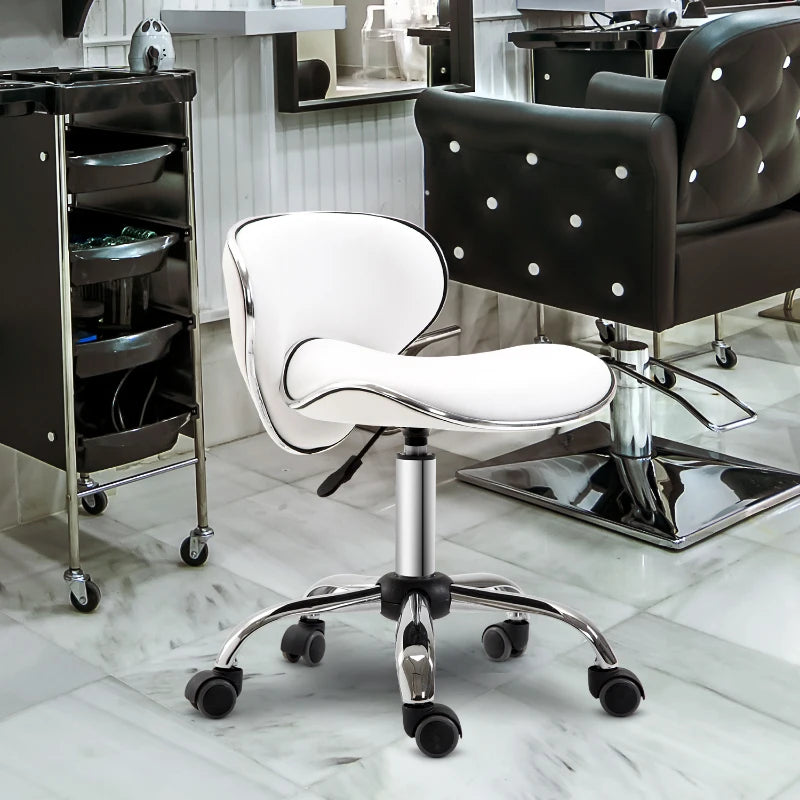 White Adjustable Swivel Salon Chair for Spa and Technician