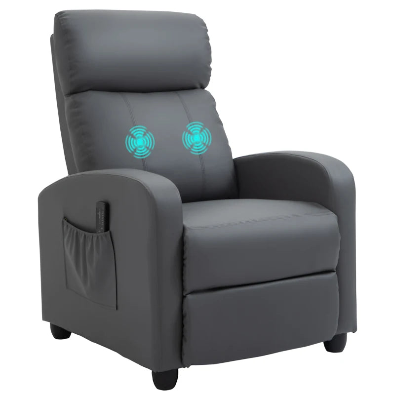 Grey Massage Recliner Armchair with Adjustable Leg Rest