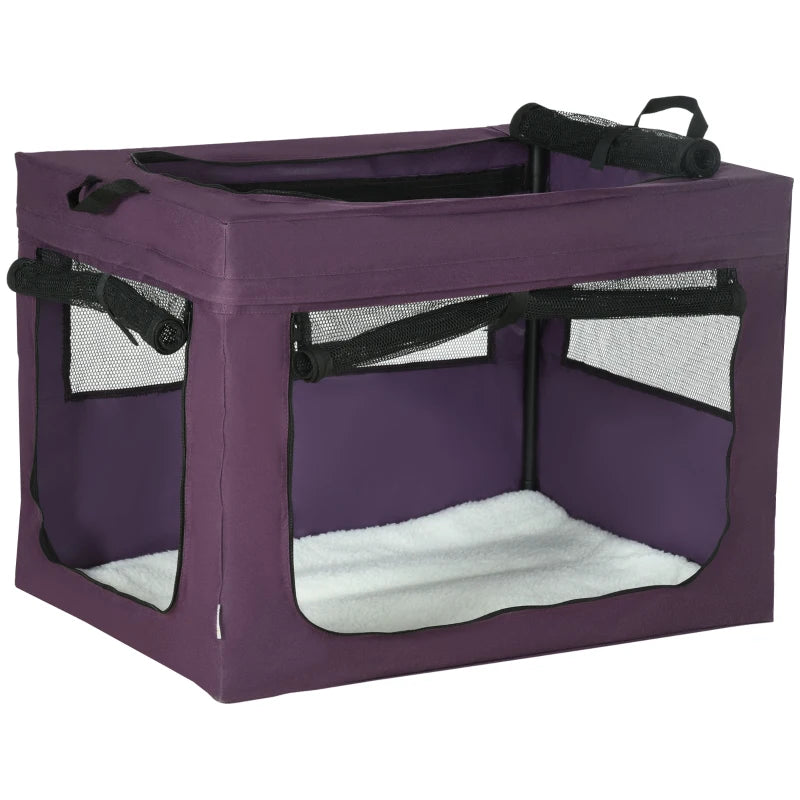 Purple Pet Carrier with Cushion for Small & Medium Dogs - 80cm