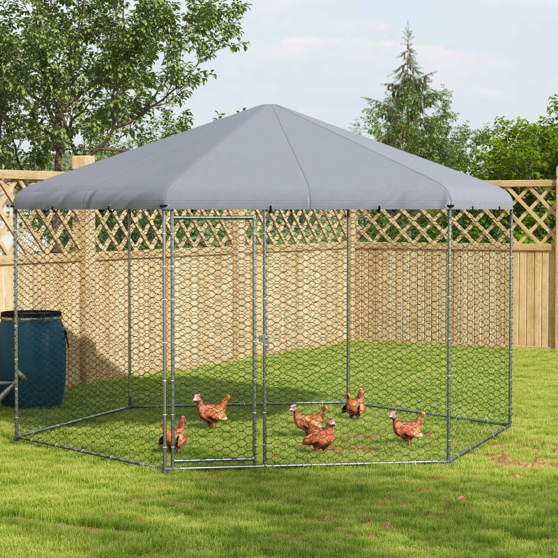 Large Outdoor Chicken Coop and Run for 10-15 Animals, 4x3.5x2.6m, Green