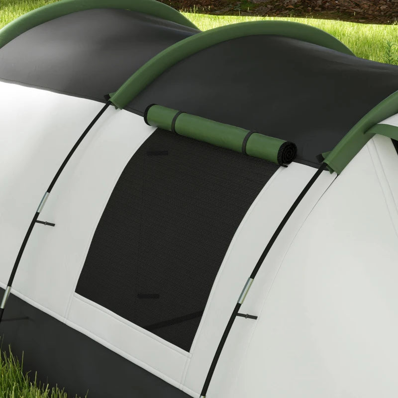 Green 3-Person Camping Tent with 2 Rooms and Porch