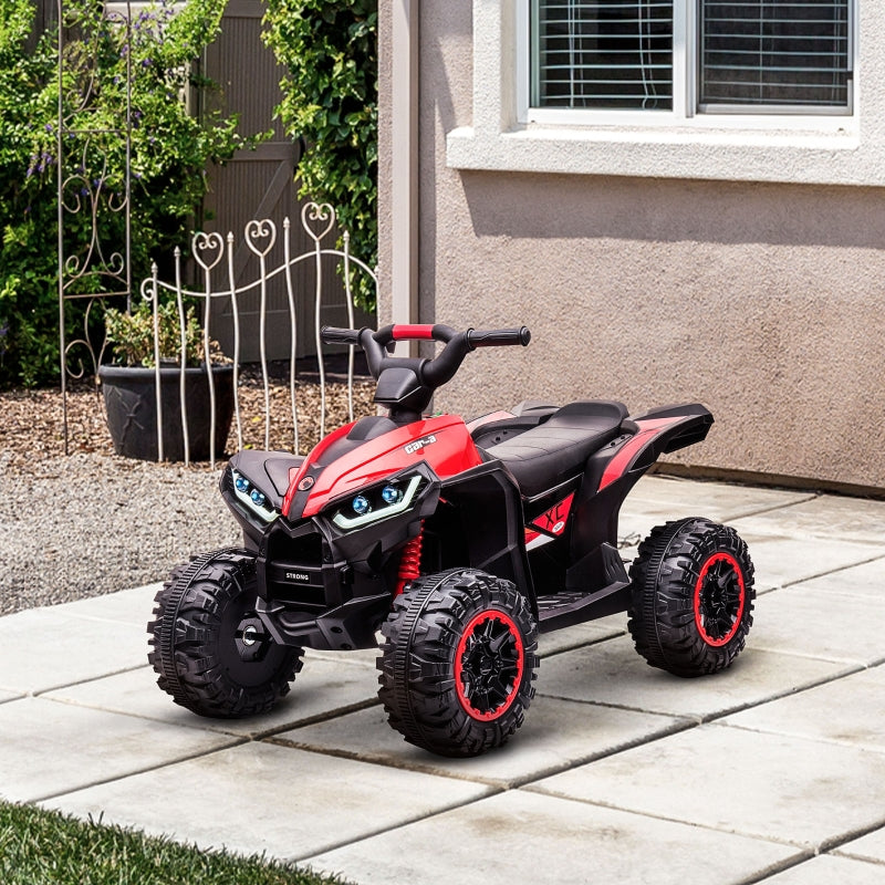 Red Kids 12V Ride-On Quad Bike with Music and Horn - Ages 3-5