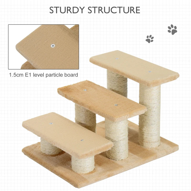 Beige 3-Tier Cat Scratch Stair Tree