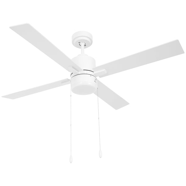 White & Natural Tone Flush Mount Ceiling Fan with LED Light