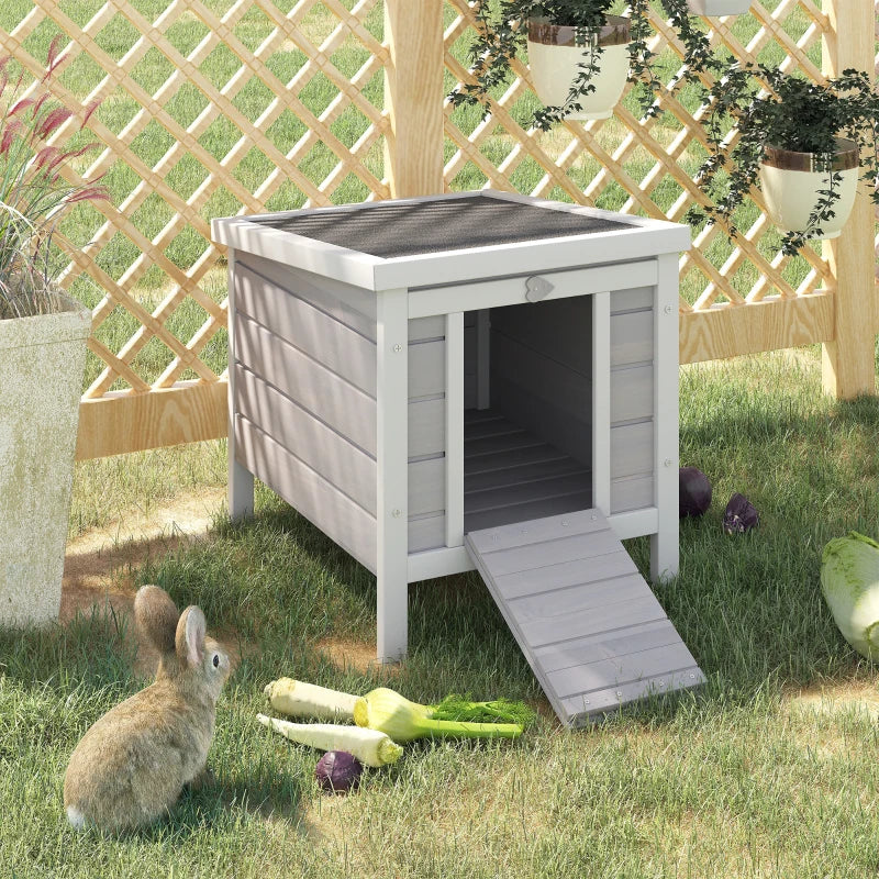 Grey Small Animal Hutch 51 x 42 x 43 cm - Outdoor Rabbit, Guinea Pig, Cat, Bunny Cage