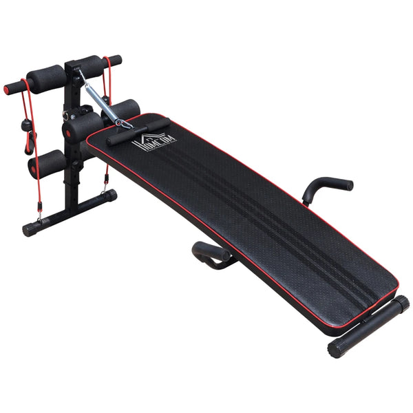 Black Adjustable Sit Up Bench with Thigh Support for Home Gym