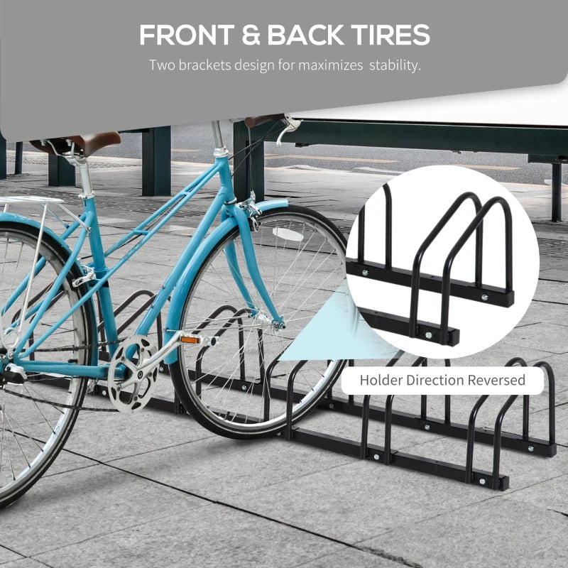 Black Bike Parking Rack for Floor or Wall Mount - 6 Racks, 179L x 33W x 27H