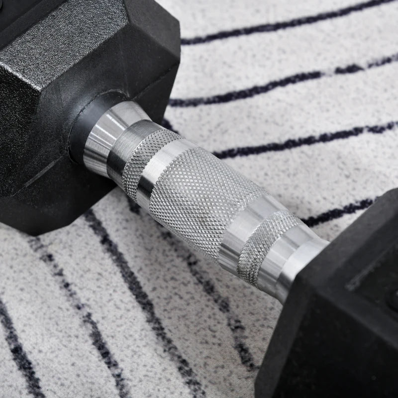 10kg Hex Rubber Dumbbells Set - Black - Home Gym Fitness Equipment