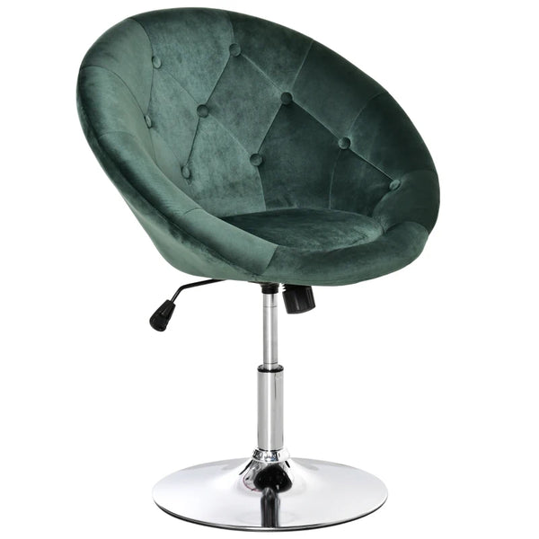 Green Velvet Swivel Vanity Chair with Adjustable Height