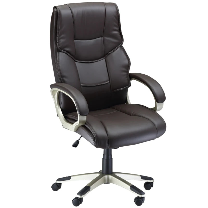 Brown High Back Faux Leather Office Chair with Rocking Function