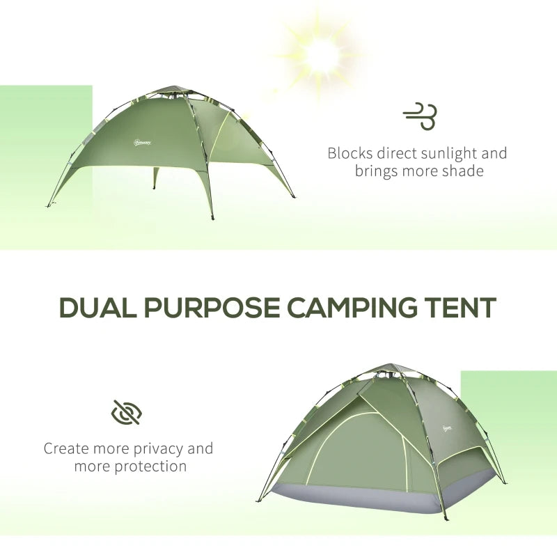 3-Person Automatic Pop-Up Camping Tent - Portable Double Layer, Blue