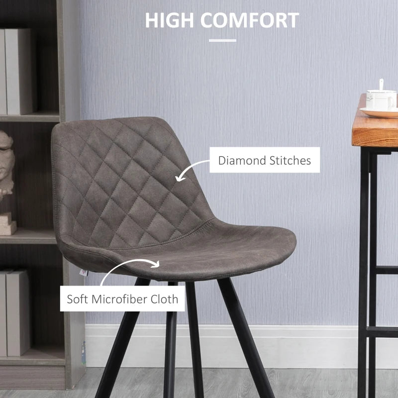 Set of 2 Dark Grey Microfiber Bar Stools with Steel Frame