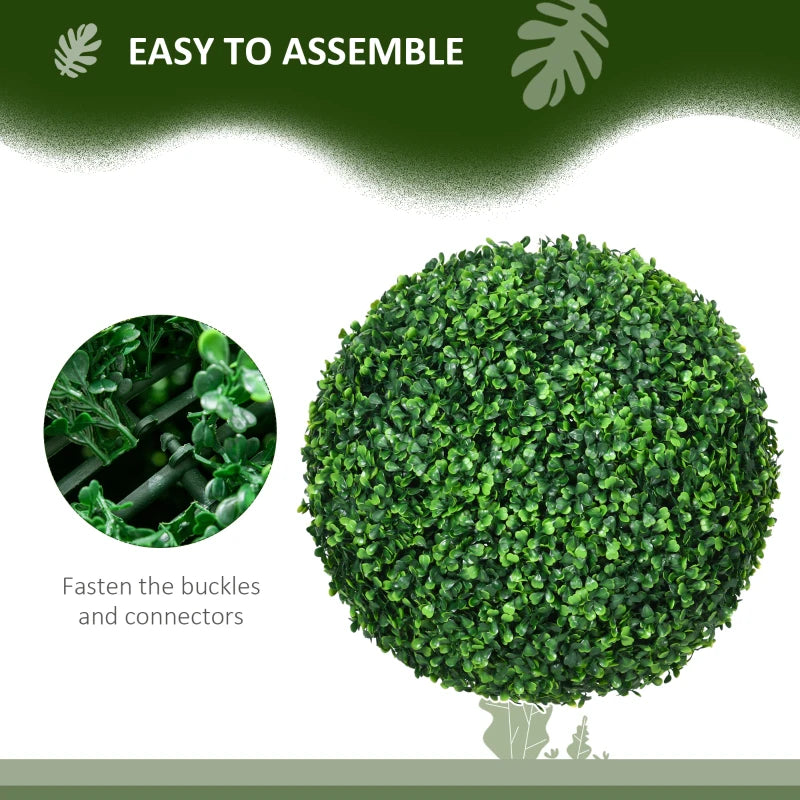 Set of 2 Green Artificial Boxwood Topiary Balls, 40cm - Indoor/Outdoor Hanging Decor