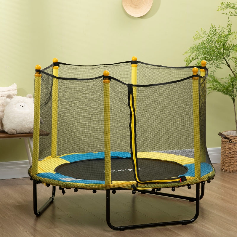 Yellow Kids Trampoline with Safety Net - 4.6FT, Ages 3-10