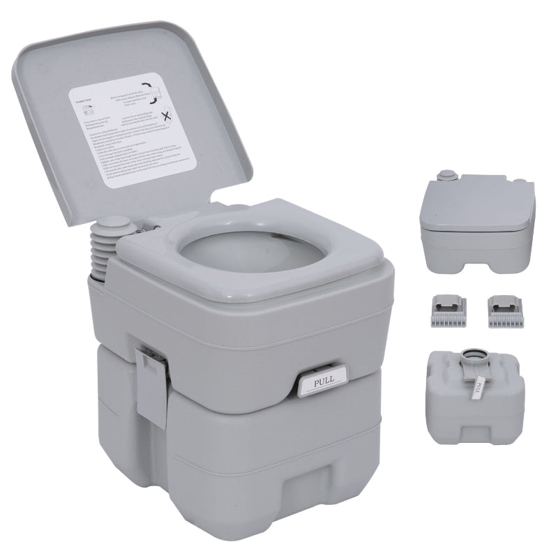 Portable Grey Camping Toilet with 2 Detachable Tanks