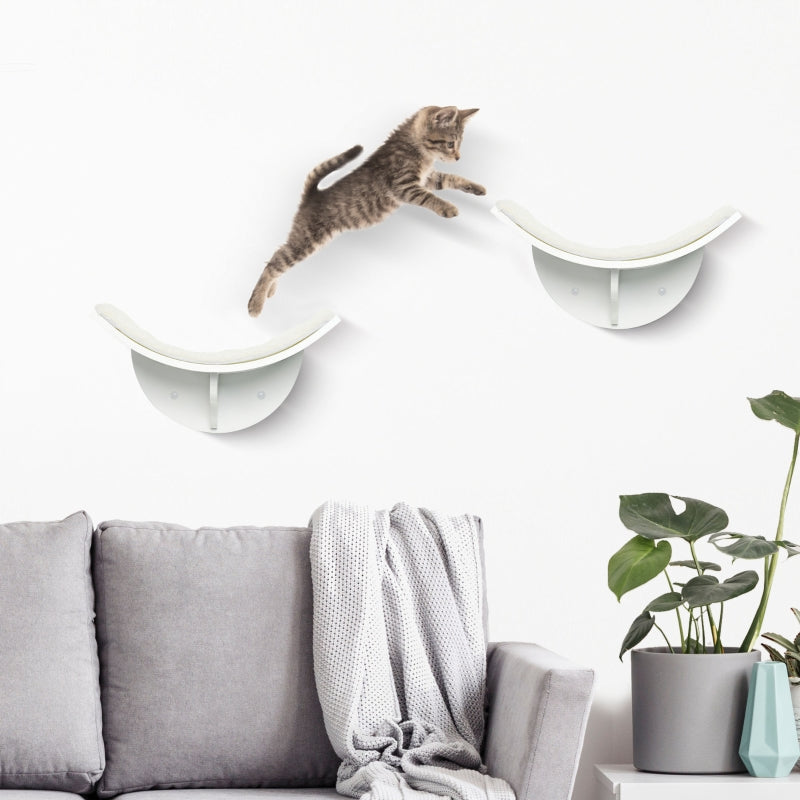 White Curved Cat Wall Shelf Bed 41x28x21cm