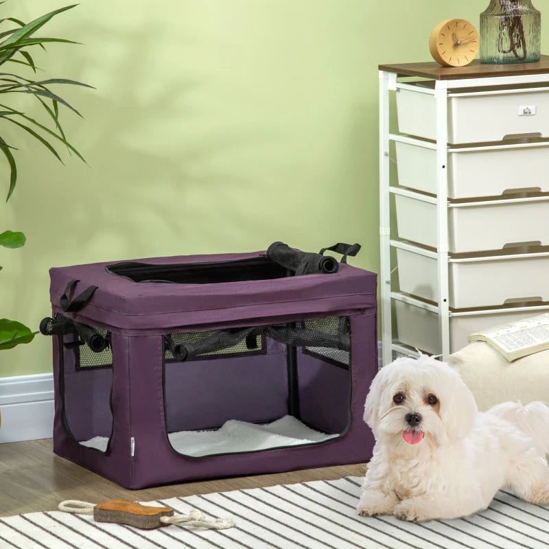 Purple Pet Carrier with Cushion for Miniature Dogs - 60cm