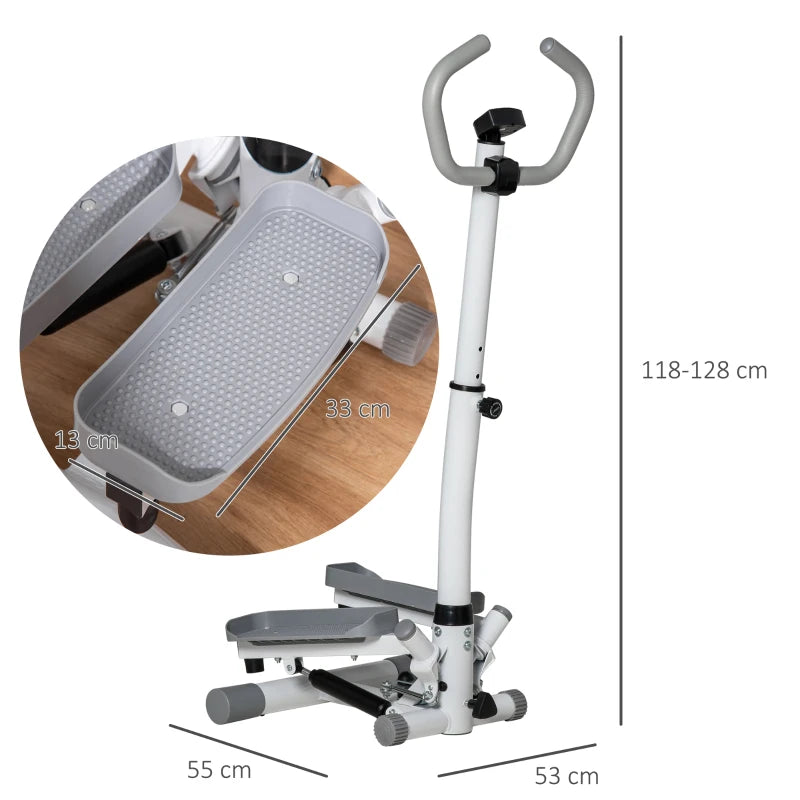 Adjustable Twist Stepper Aerobic Ab Exercise Machine, White/Grey