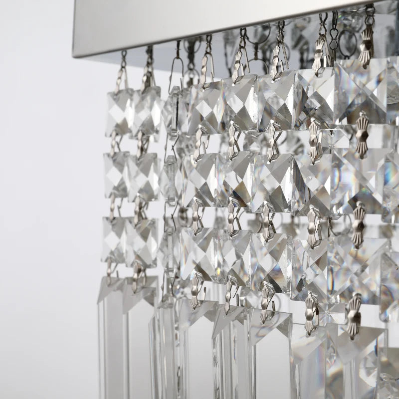 Silver Square Crystal Ceiling Light Fixture