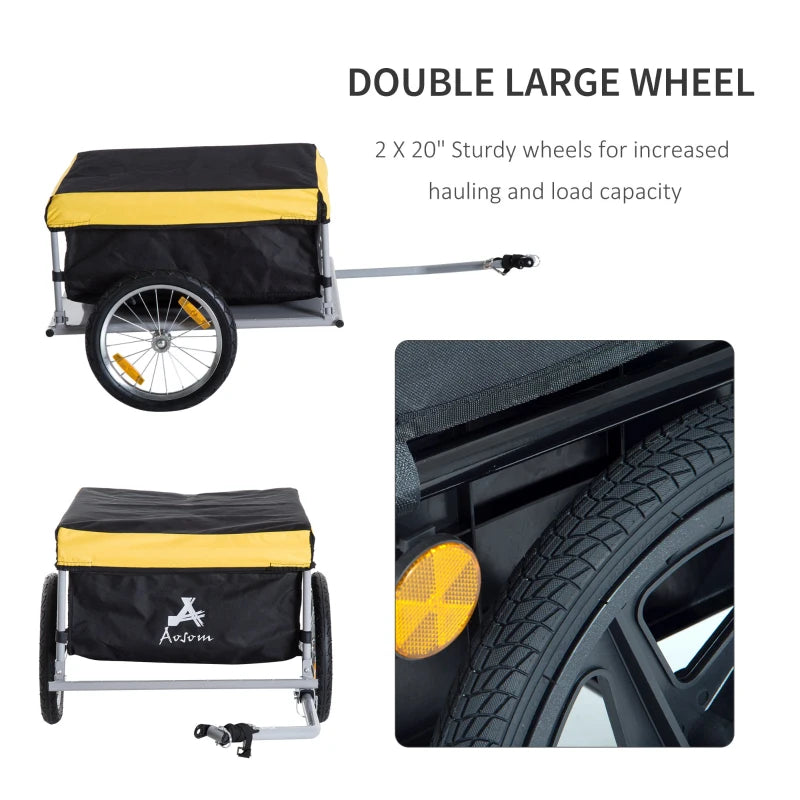 Yellow Bicycle Cargo Trailer with Folding Storage & Removable Cover