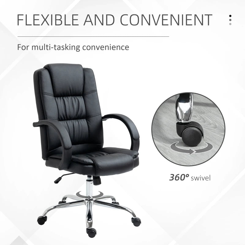 Black PU Leather Office Swivel Chair with Adjustable Height