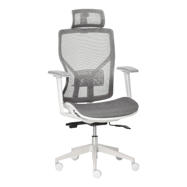 Grey Mesh Office Chair with 360° Rotation & Adjustable Features