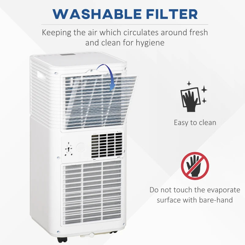 Portable 9000 BTU Air Conditioner - White, Dehumidifier, Fan, Remote, Timer, Window Kit - A Energy Efficiency