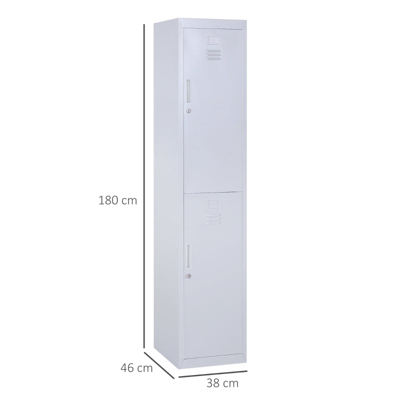 Grey Vertical Locker Cabinet Storage with Shelves - 38 x 46 x 180 cm