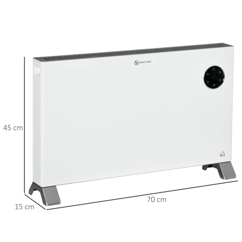 2000W White Electric Convector Heater - 3 Heat Settings, Timer
