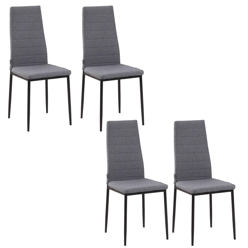 Grey Upholstered High Back Dining Chairs Set of 4