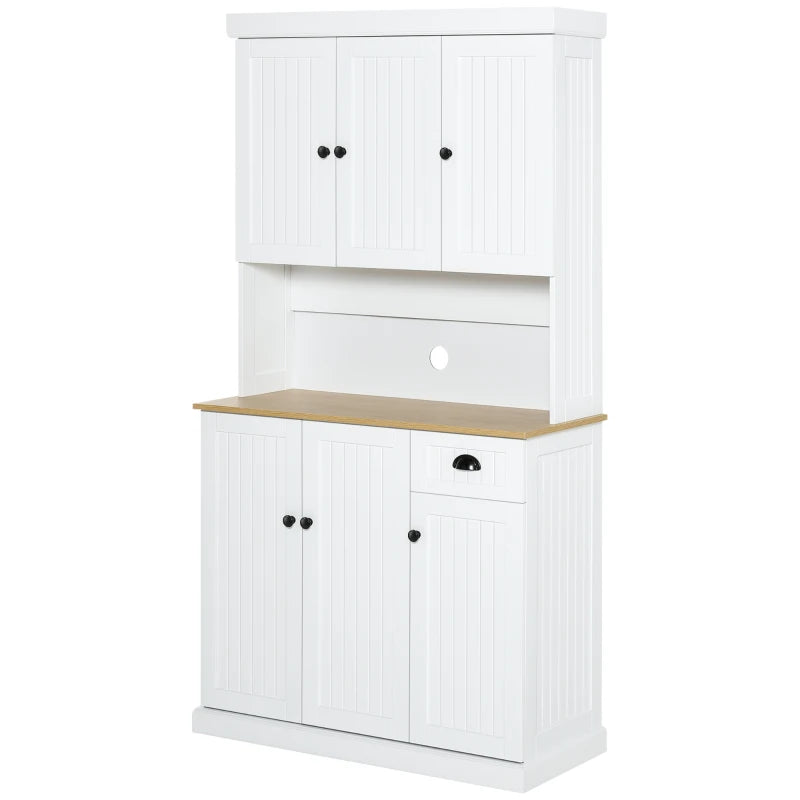 Modern White Kitchen Storage Cabinet with Countertop, Drawer, and Doors