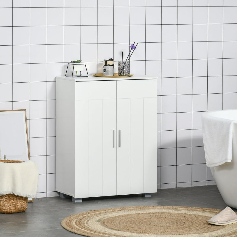 White Bathroom Storage Cabinet with 3 Tier Shelves