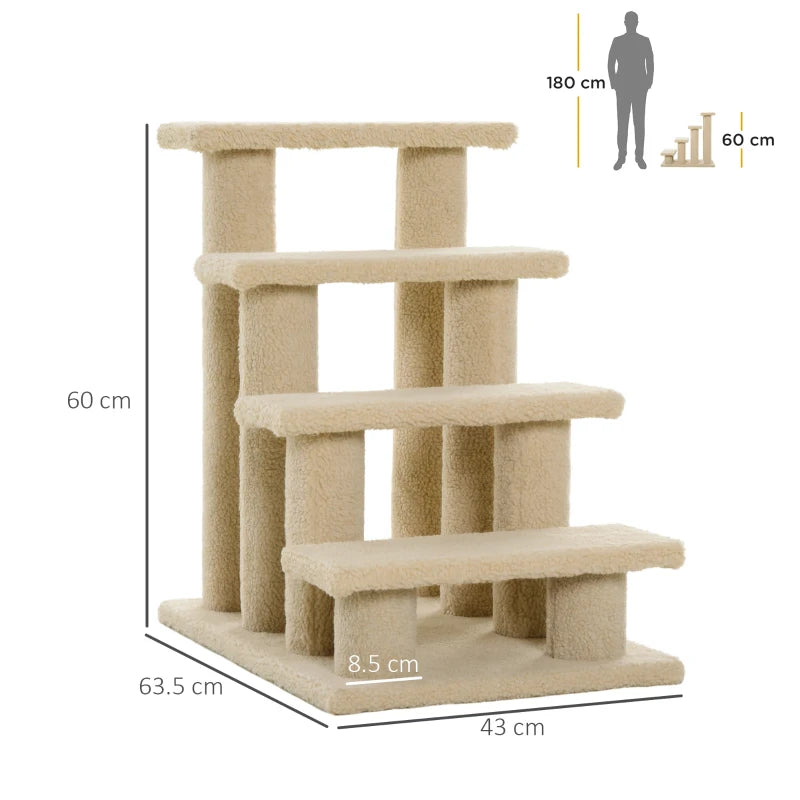 Cat Tree Ladder - Light Brown - 63.5L x 43W x 60H (cm)