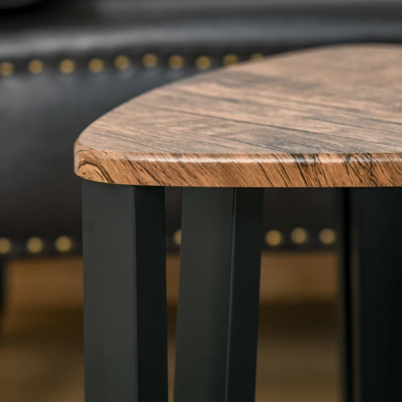 Nest of 3 Tables - Walnut Top with Metal Legs