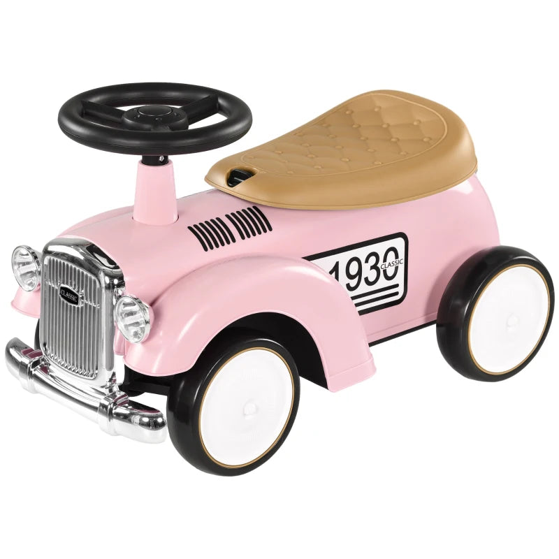 Pink Toddler Foot-to-Floor Slider with Under-Seat Storage & Horn