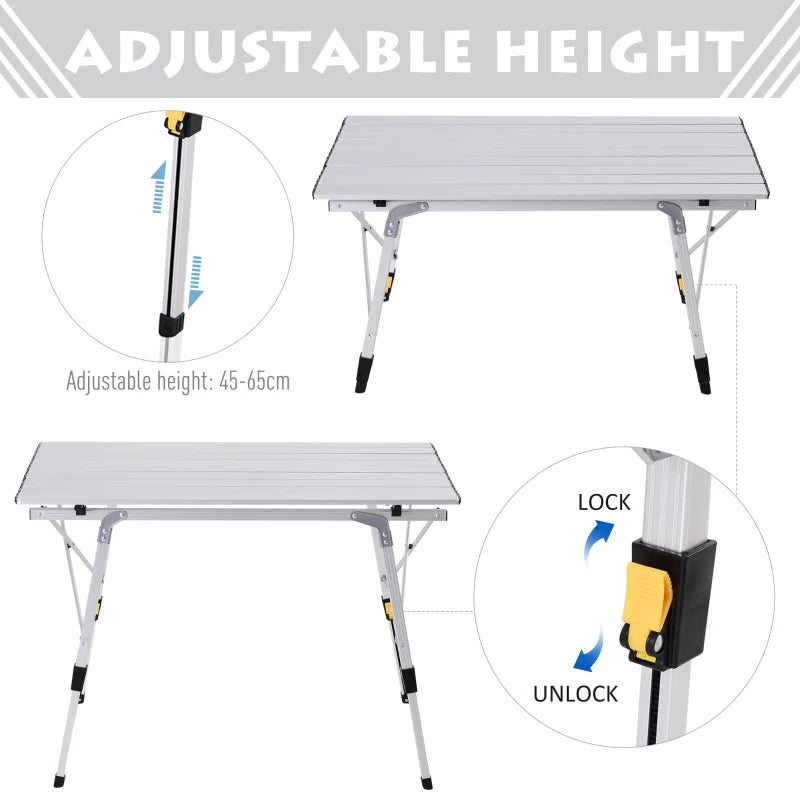 Silver Folding Aluminum Camping Picnic Table - Portable 3FT