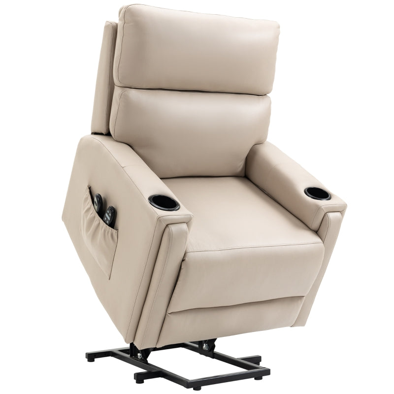 Beige Electric Lift Recliner Chair with Massage and Heat