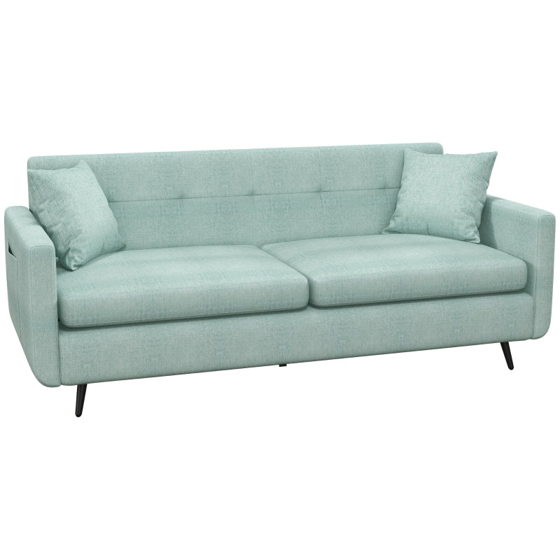 Blue Fabric 2 Seater Sofa with Storage Pockets