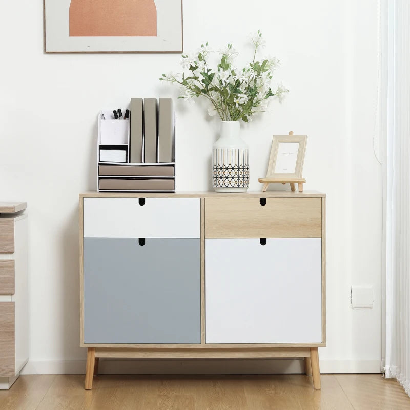 Multicoloured Kitchen Sideboard with Drawers and Cupboards, 100x40x79.5cm