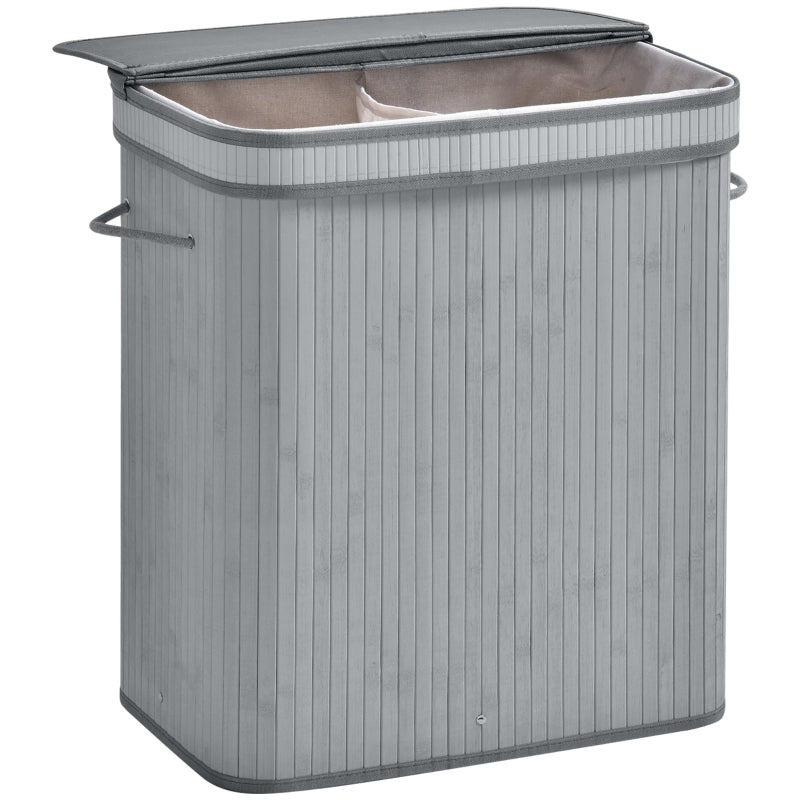 Grey Wooden Laundry Basket with Flip Lid