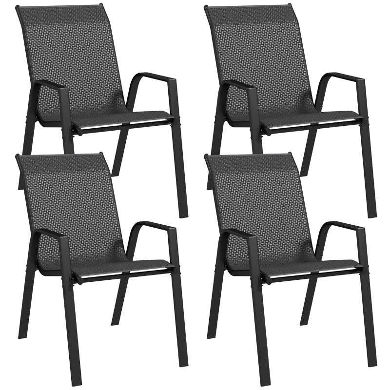 Grey 4-Piece Stacking Rattan Garden Seat Set