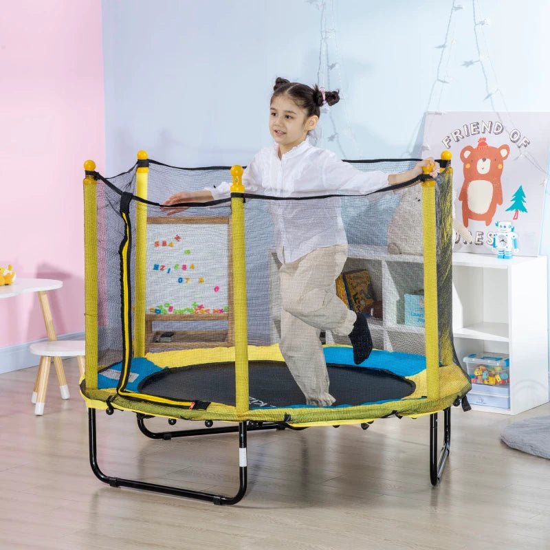 Yellow Kids Trampoline with Safety Net - 4.6FT, Ages 3-10