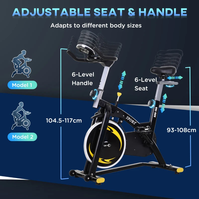 Yellow Upright Exercise Bike with 10KG Flywheel & LCD Monitor