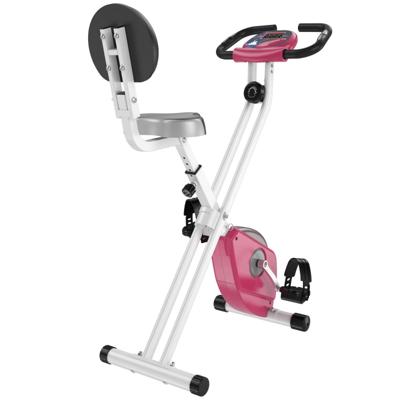 Foldable Indoor Exercise Bike - Blue 8-Level Magnetic Resistance LCD Monitor