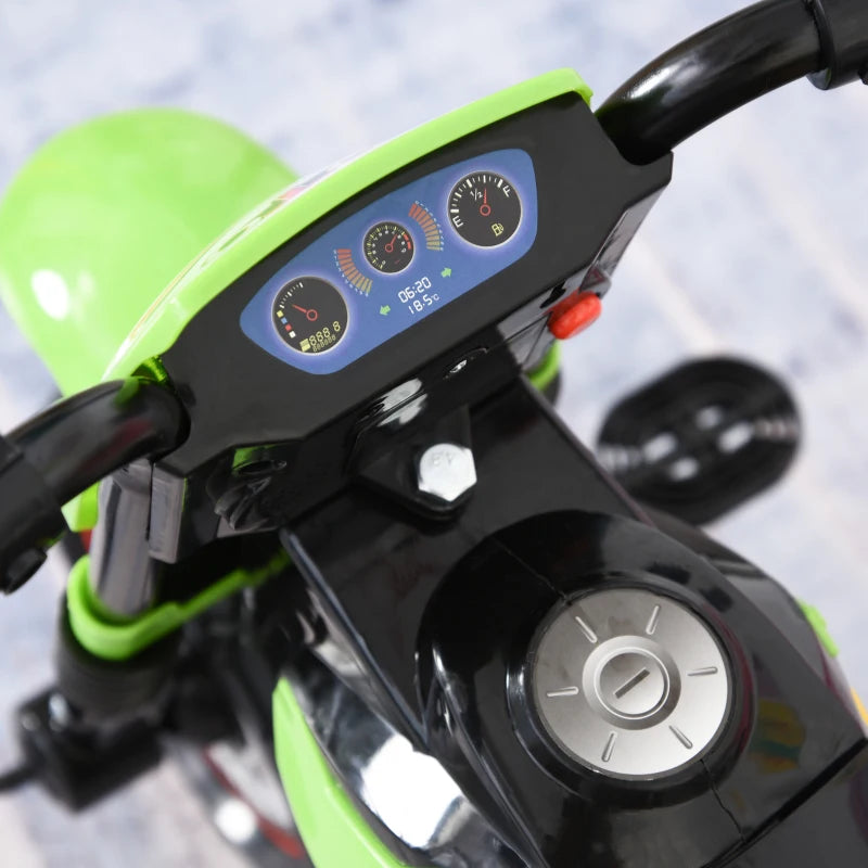 Green Toddler Pedal Motorcycle Tricycle with Music & Lights