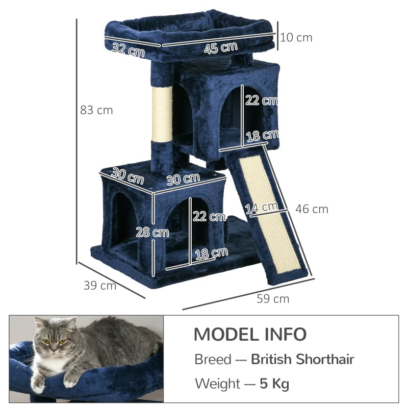 Navy Blue Cat Activity Tree with 2 Houses