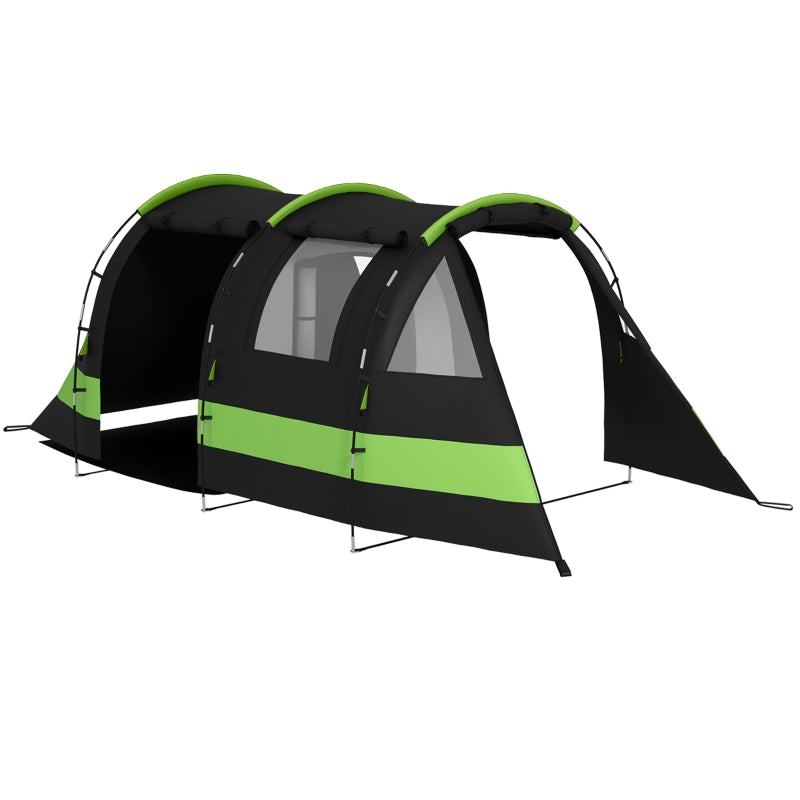 4-Person Black Two-Room Camping Tent with Blackout Feature