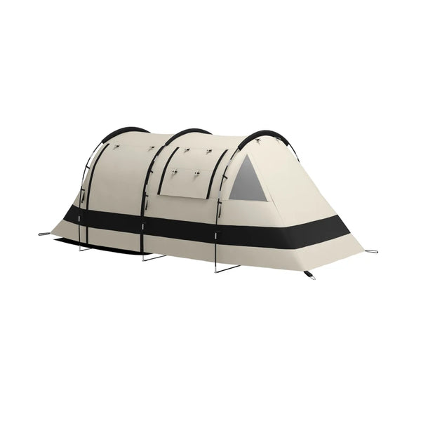 4-Person Double-Room Blackout Camping Tent Set - Khaki