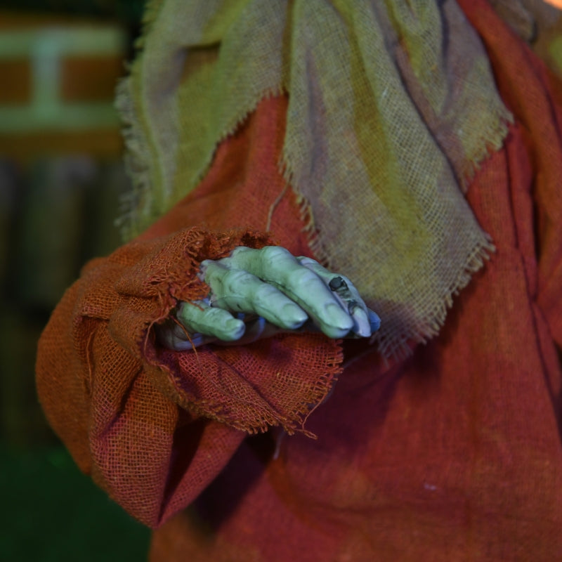 Black Halloween Scarecrow with Light-Up Eyes and Sound Activation