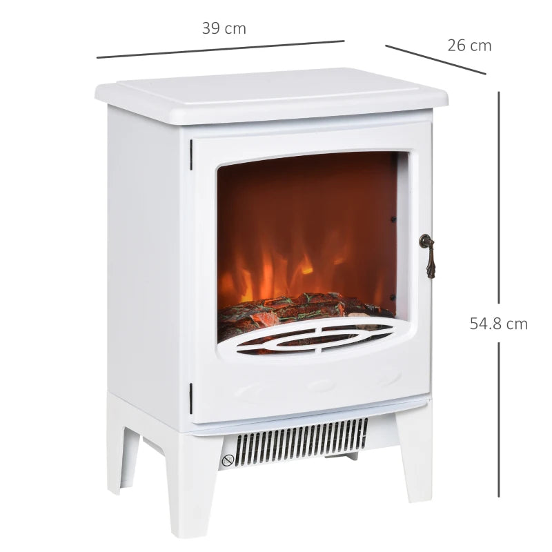 White Electric Fireplace Stove with Realistic LED Flame Effect